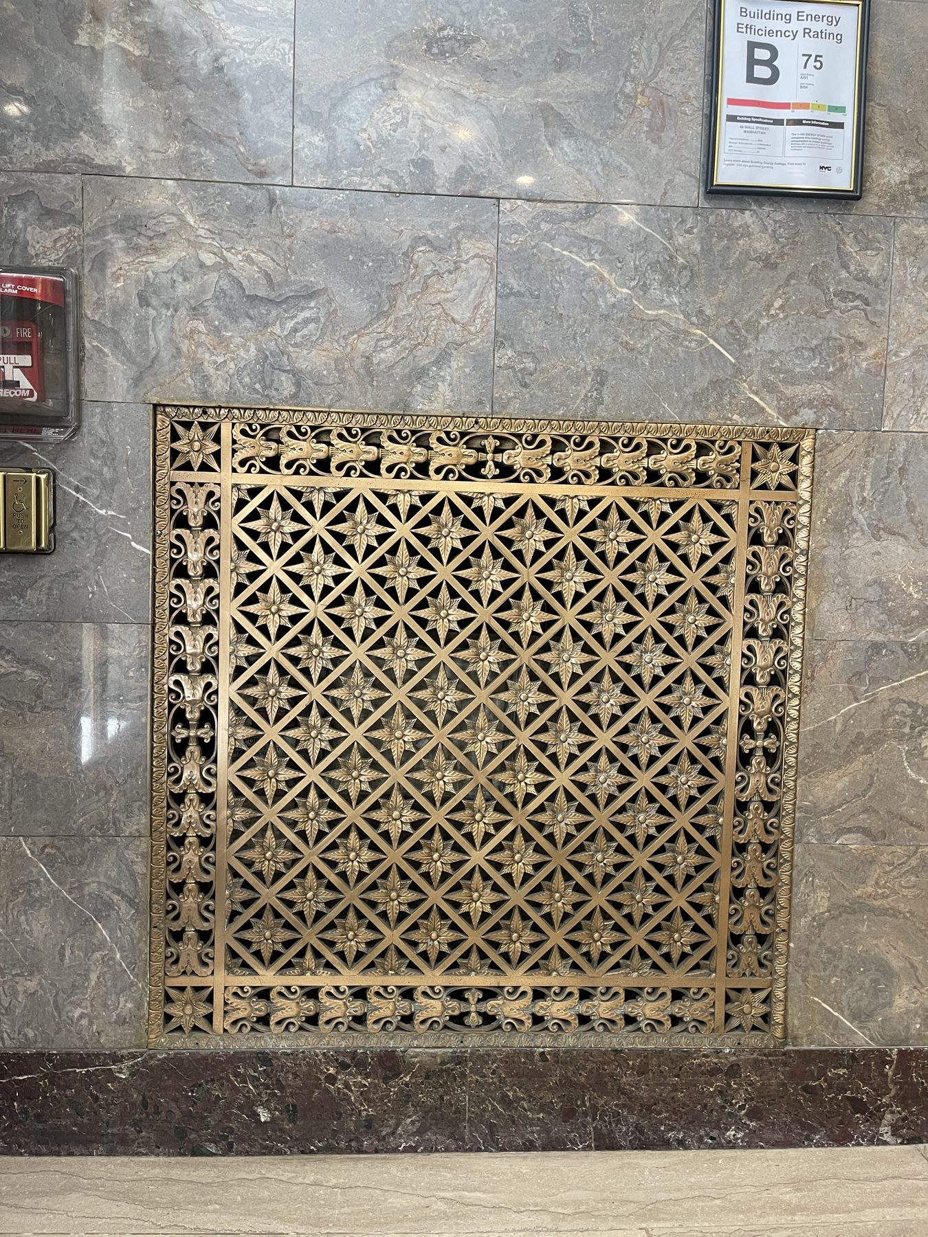 Decorative and functional recessed HVAC grate cover, NYC