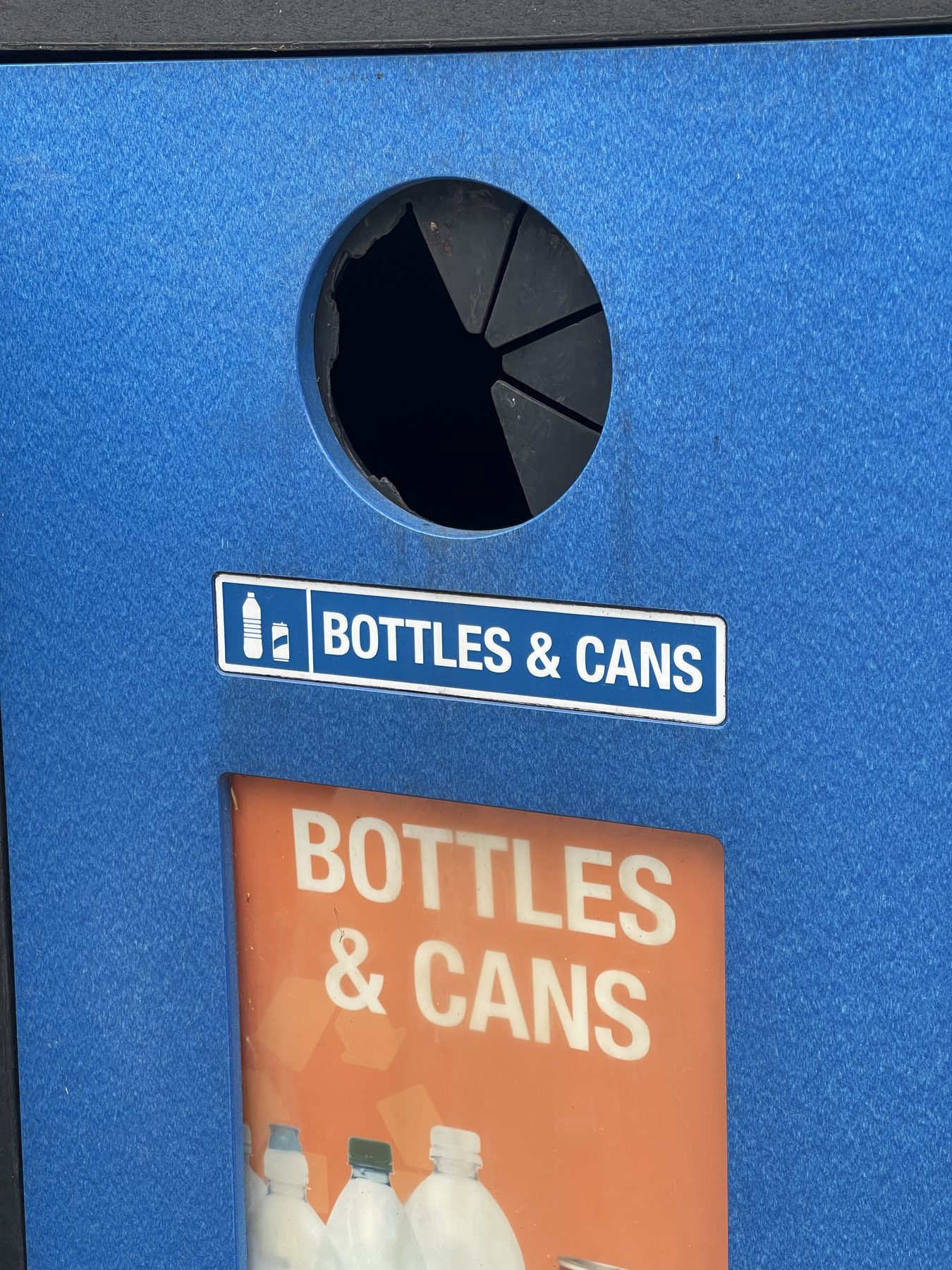 Plastic pieces missing from the bottle drop chute