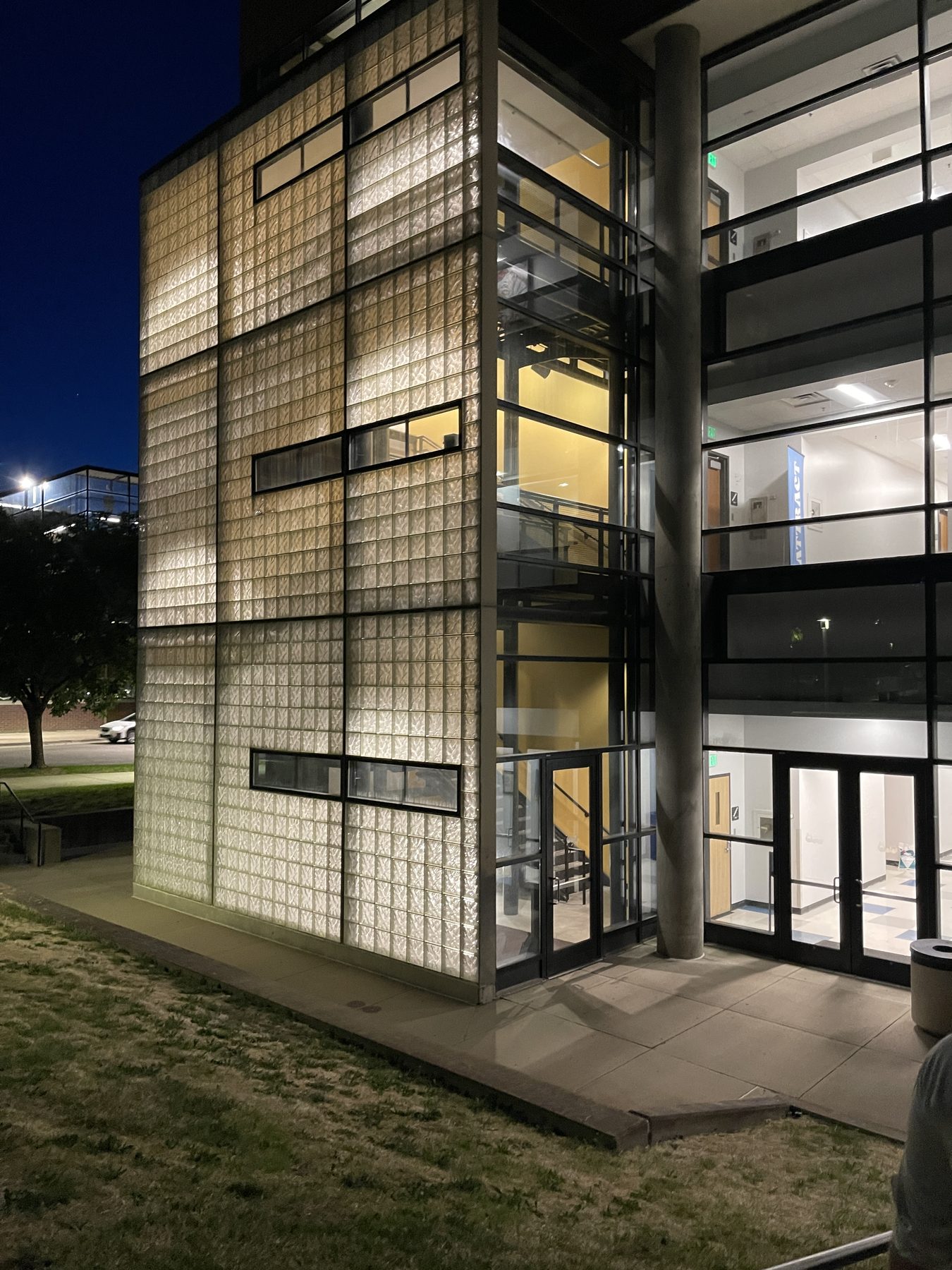 Light Diffusion providing both light and privacy in a building stairwell